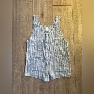 Xhilaration Light Blue Striped Gauze Romper Size Medium